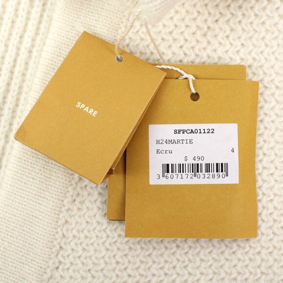 NWT Sandro Martie Cardigan in Ecru with Black Braided Velvet Trim FR Size 4/XL - Picture 10 of 16